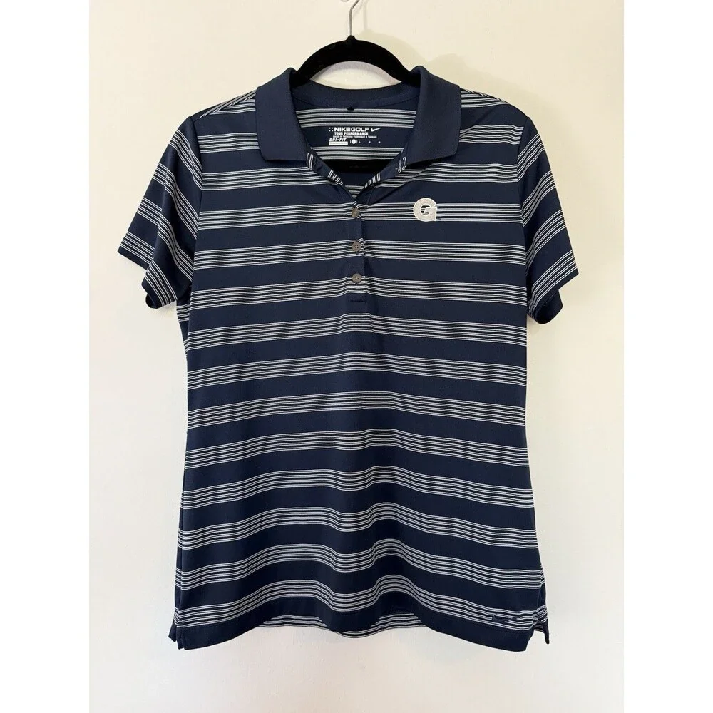Women’s Nike Golf Tour Performance Georgetown Hoyas Polo Navy Stripe Large